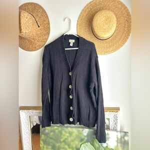 Vintage 90’s Classic Elements Black Cable Knit Cardigan sweater jumper sz large